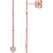 Diamore 14K Rose Gold 1/5 CTW Diamond Heart Drop Earrings