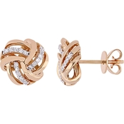 Diamore 14K Rose Gold 1/6 CTW Diamond Knot Stud Earrings