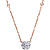 Diamore 14K Rose Gold 1/3 CTW Diamond Floral Cluster 16 in. Necklace