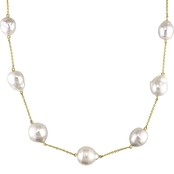 Michiko South Sea Pearl Tin Cup Necklace on 14K Yellow Gold Cable Link Chain