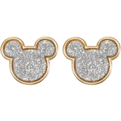 Jacmel 14K Yellow Gold Silver Glitter Paper Mickey Mouse Stud Earrings