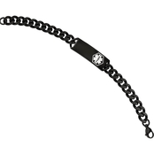 Stainless Steel Polished Black IP White Enamel Medical ID Bracelet