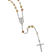 Stainless Steel Polished Agate Rosary Necklace