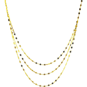 10K Yellow Gold Layered Three Chains Adjustable Necklace 18 in.