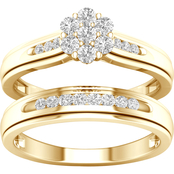 14K Yellow Gold Over Sterling Silver 3/8 CTW Diamond Bridal Set