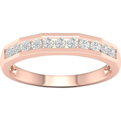 Sterling Silver 14K Rose Gold Diamond Accent Ring