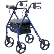 Hugo Portable Rollator Rolling Walker with Seat, Backrest and 8 in. Wheels, Blue