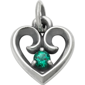 James Avery Sterling Silver Lab Created Emerald Remembrance Heart Pendant