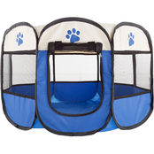 Petmaker Portable Pop Up 26.5 in. x 17 in. Play Pen with Carrying Case, Blue