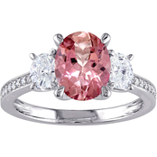 Sofia B. Pink Tourmaline and 5/8 CTW Diamond 3-Stone 14K White Gold Ring
