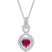 Sophia B. 14K Two Tone Gold Ruby and 1/3 CTW Diamond Infinity Heart Necklace