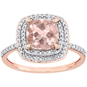 Sofia B. 14K Rose Gold 1/10 CTW Diamond Morganite Double Halo Ring