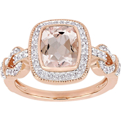 Sofia B. 10K Rose Gold 1/3 CTW Diamond Morganite Infinity Halo Loop Ring