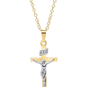 Kids 14K Gold Filled Two Tone Crucifix Cross Pendant
