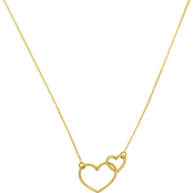 14 Karat Yellow Gold Double Interlocking Adjustable Heart Necklace