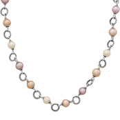 James Avery Twisted Wire Link Necklace with Multi Colored Cultured Pearl
