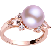 Imperial 14K Rose Gold Pink Cultured Pearl and Gemstone Ring, Size 7