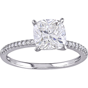 Bella Terra 14K White Gold 2 CTW Moissanite and 1/10 CTW Diamond Engagement Ring