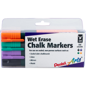 Pentel Arts Wet Erase Chalk Marker 4 pc. Set with Chisel Tip and Plastic Box
