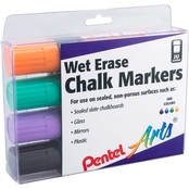 Pentel Arts Wet Erase Chalk Marker 4 pc. Set with Jumbo Tip and Plastic Box