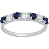 Round Genuine Blue Sapphire and White Topaz Ring
