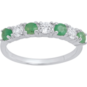 Round Genuine Emerald and White Topaz Ring