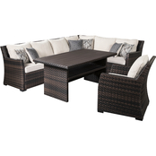 Signature Design by Ashley Easy Isle Outdoor Sofa Sectional with 1 Chair and Table
