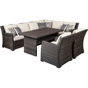 Signature Design by Ashley Easy Isle Outdoor Sofa Sectional with 2 Chairs and Table