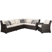 Signature Design by Ashley Easy Isle Outdoor Sofa Sectional with 1 Chair