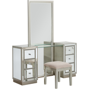 Coast to Coast Accents 6 Drawer Console Table with Mirror and Stool