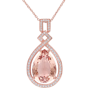 Cubic Zirconia and Simulated Morganite Teardrop Necklace 18 in.