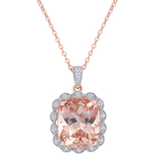 Cubic Zirconia and Simulated Morganite Oval Halo Necklace 18 in.