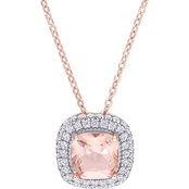 Cubic Zirconia and Simulated Morganite Oval Halo Necklace