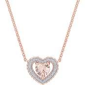 Cubic Zirconia and Simulated Morganite Heart Necklace