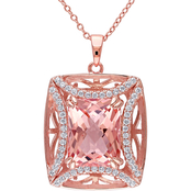 Cubic Zirconia and Simulated Morganite Framed Halo Necklace
