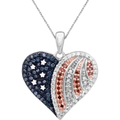 She Shines Sterling Silver 1/3 CTW Diamond Patriotic Heart Pendant