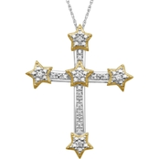 She Shines 14K Gold Over Sterling Silver 1/10 CTW Diamond Cross Pendant