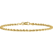 14K Yellow Gold 2.25mm Diamond Cut Rope Bracelet with Lobster Clasp Chain