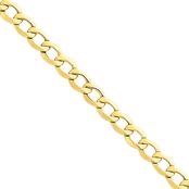 14K Yellow Gold 7.0mm Semi Solid Curb Link Chain Bracelet