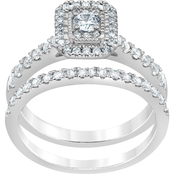 10K White Gold 1 CTW Emerald Shape Diamond Bridal Set
