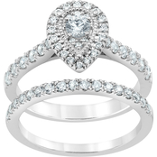 10K White Gold 1 CTW Pear Shape Diamond Bridal Set