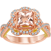 Truly Zac Posen 14K Two Tone Gold Morganite and 1/2 CTW Diamond Engagement Ring