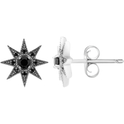 Timeless Love Sterling Silver 1/4 CTW Black Diamond Star Earrings