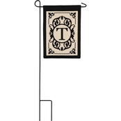 Evergreen Cambridge Monogram Garden Applique Flag, Letter T