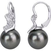 Michiko Sterling Silver Tahitian Cultured Pearl Drop Earrings