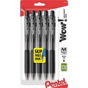 Pentel WOW! Medium Line Retractable Ballpoint Pens Black 5 Pk.
