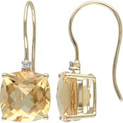 Sofia B. 10K Yellow Gold Cushion Cut Citrine Diamond Accent Earrings