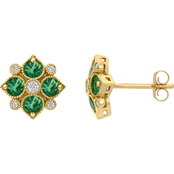 James Avery 14K Yellow Gold 3/4 CTW Emerald and 1/8 CTW Diamond Stud Earrings