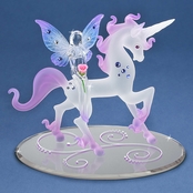 Glass Baron Unicorn with Fairy Figurine