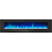 Cambridge 78 in. Wall Mount Electric Fireplace with Crystal Rock Display
